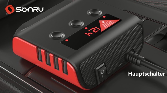 Leehitech 7-in-1 Zigarettenanzünder Verteiler - 120W Mit 4 Steckdosen & 3 USB-Anschlüssen