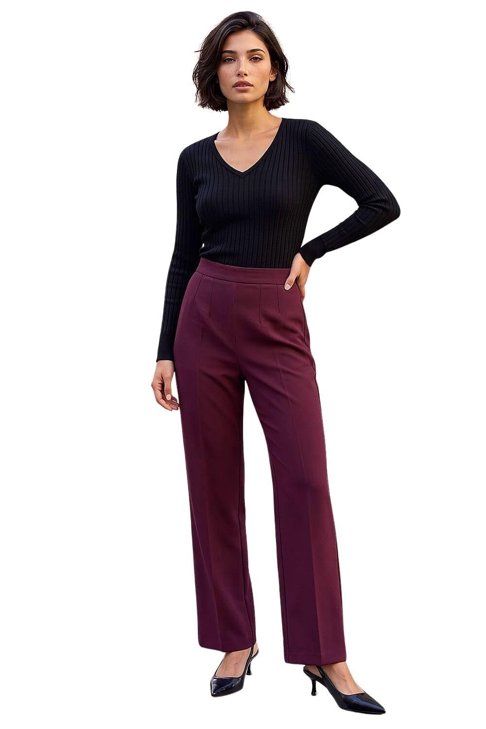 Roman Petite Straight Leg Ponte Stretch Trouser, Red, Size 12P, Women