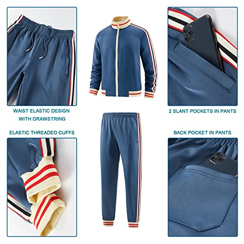 Dioxoib Track Suits For Men Set 2 Piece Tracksuits Mens Sweatsuits Sets Jogging Two Piece Outfits Athletic Clothes Jogger Sweat Suits Running Sport Leisure Clothing Blue Ai-Tz004-Xxl #TOP5