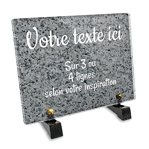 OCAP-FUNERAIRE.COM - Placa funeraria rectangular personalizable (plexi), diseño de granito 2, diferentes tamaños, grosor de 6 mm, personalizada en varias líneas, 20 x 15 cm, 20 x 15 cm