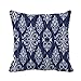 Poszewka na poduszkę na sofę niebieski Ikat Ogee i Damasceński wzór w 45 x 45 cm poszewka na poduszkę dom dekoracyjna kwadratowa poszewka na poduszkę poszewka na poduszkę