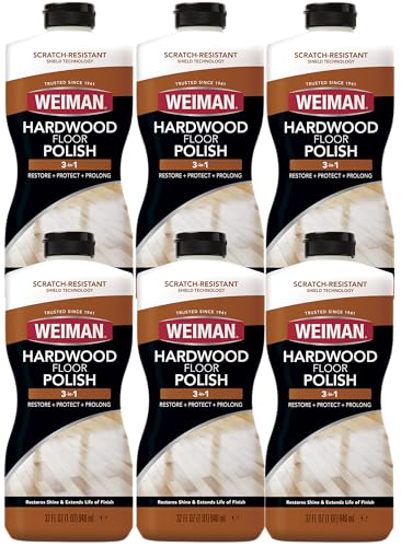 Weiman Wood Floor Polish and Restorer (6 Pack) 32 Ounce - High-Traffic Hardwood Floor, Natural Shine, Removes Scratches, Leaves Protective Layer - Packaging May Vary