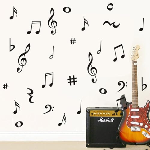 Miniatura 2 de Calcomanías de pared de notas musicales, notas musicales creativas, calcomanías de pared de vinilo extraíbles para aula, niños, estudio de música,