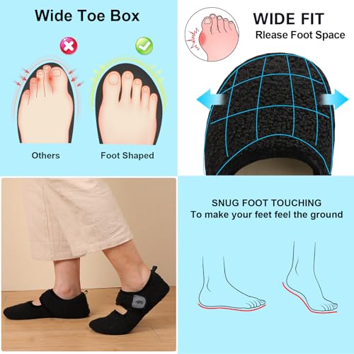 JIASUQI Womens Slippers Wide Diabetic Slippers for Men Adjustable House Shoes Indoor Outdoor3