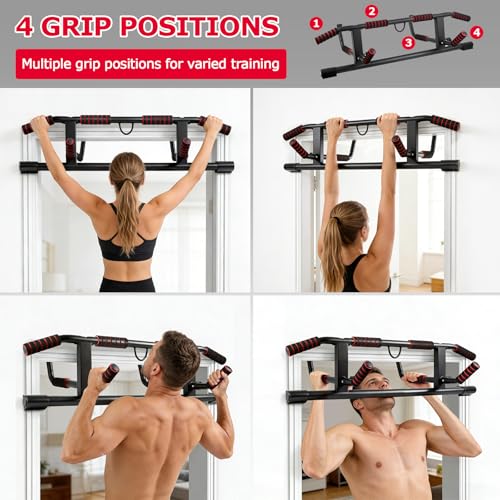 Optrekstang, deurkozijn zonder schroeven, pull-up bar deurframe met meerdere greepposities voor veelzijdige training, ideaal voor sporttoestellen thuis en in de sportschool - Afbeelding 5