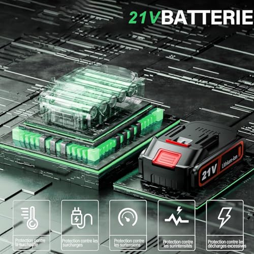 Coupe-bordure sans fil 3 types de lames avec 2 batteries 2Ah