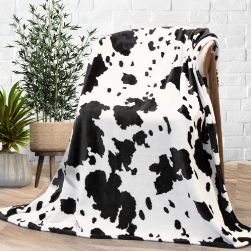 Image of Soft Lightweight Cow Print Blanket - 40x50 inch, Perfect for Baby, Kids, Boys, Girls, Adults