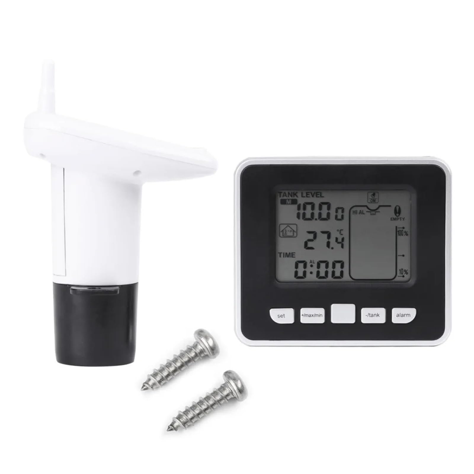 LDHJBNAC Ultrasonic Level Meter LCD Digital Display Level Sensor 0-15m Water Tank Level Meter Monitor Liquid Depth Detector with Temperature Display