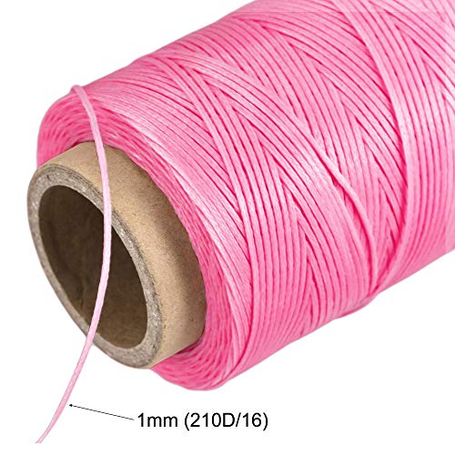 Hilo encerado para coser cuero 186 yardas 1mm poliéster rosa miniatura 4