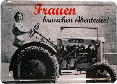 Metal Sign 15 x 21 CM Women need AN Adventure "(MJ 30 CM Retro Advertising Sign, Silver