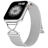 [Maledan]アップルウォッチ用 バンド ステンレス レデース 交換ベルト 女性向け 細身バンド 42mm 44mm 45mm 46mm 49mm 40mm 41mm 38mm 対応Ultra3/Ultra2/Ultra/11//10/9/8/7/SE3/SE2/SE/6/5/4/3/2/1 長さ調節 強力な磁気 メッシュ 蒸れない ビジネス カジュアル
