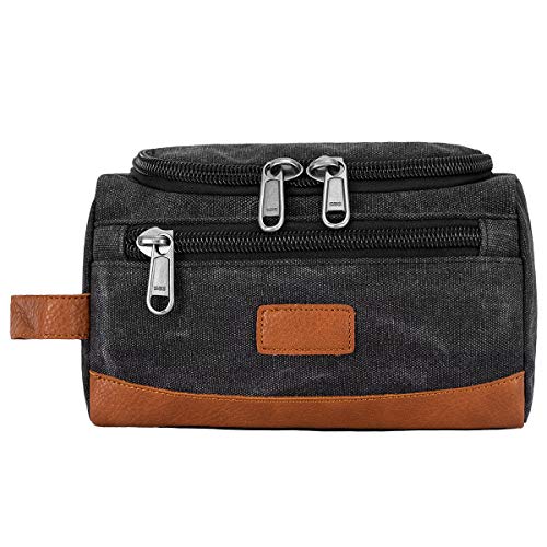 Kulturbeutel für Herren Kulturbeutel Reisetasche Vintage Leder Canvas Rasierset Cover