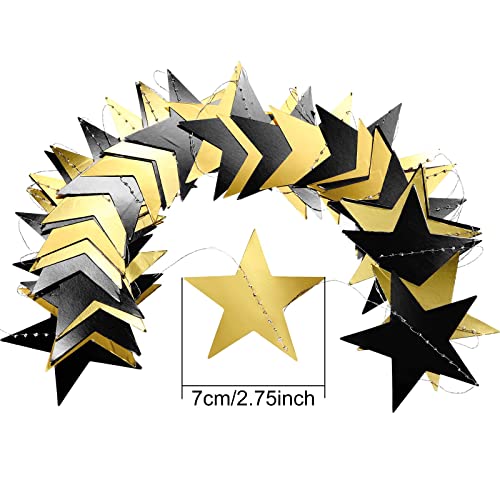 Image of Patelai Glitter Star Garland Banner 2026 Graduation Decor 130 Feet Star Hanging Banner Twinkle Backdrop for Party Birthday Classroom Wedding Supplies(Black, Gold)