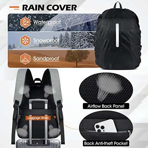 Image of SDYSM Camera Bag Backpack Professional for DSLR SLR Mirrorless Camera | 14 Inch Waterproof Camera Laptop Backpack with Rain Cover Anti Theft Travel Case Large Capacity Photography Backpack, Grey