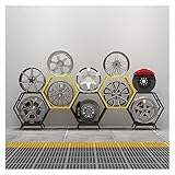 Robustes, modulares Felgenpräsentationsgestell – ideal für den Autoteilehandel und Reparaturwerkstätten – geeignet für die Rad- und Felgenmontage.