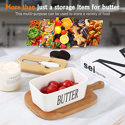 Rdipsie Large Butter Dish,Ceramic Butter Dish With Lid And Knife,Quality Silicone Sealing Butter Dishes Is Good For Kitchen Baking And Gift,White… #TOP2