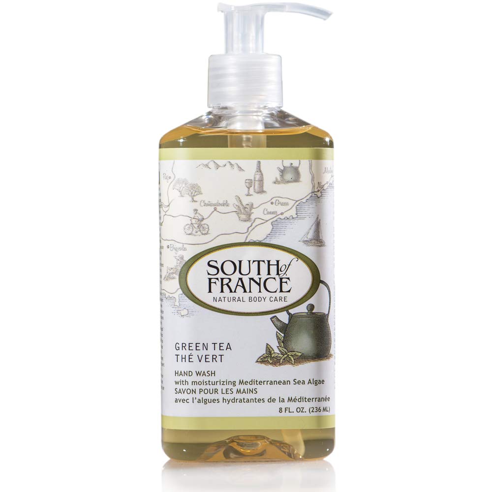 SoF Nourishing Hand Wash - With Moisturizing Sea Algae, Coconut & Olive Oil- Vegan & Non GMO- Free From Phthalates, Sulfates & Parabens- Green Tea Leaves - 8 oz Bottle 3 Pack