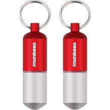 حقيبة حبوب محمولة من munkees كبسولات صغيرة مقاومة للماء EDC Keychain ، زجاجة حبوب السفر للتخييم ، المشي لمسافات طويلة ، حقائب الظهر ، حاوية لا تُقهر في الهواء الطلق 2-حزمة