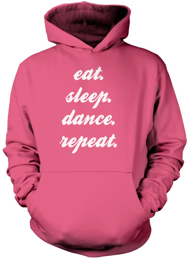 Hotscamp Boys Pink Eat Sleep Dance Repeat Unisex Hoodie - Small