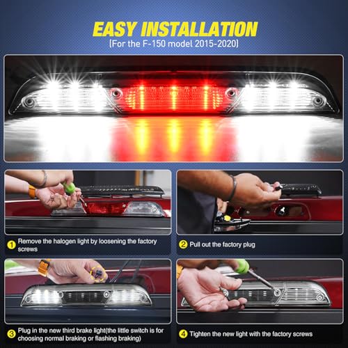 Image of Nilight Third Brake Light for Ford F150 2015-2020, F250 F350 17-26, Clear