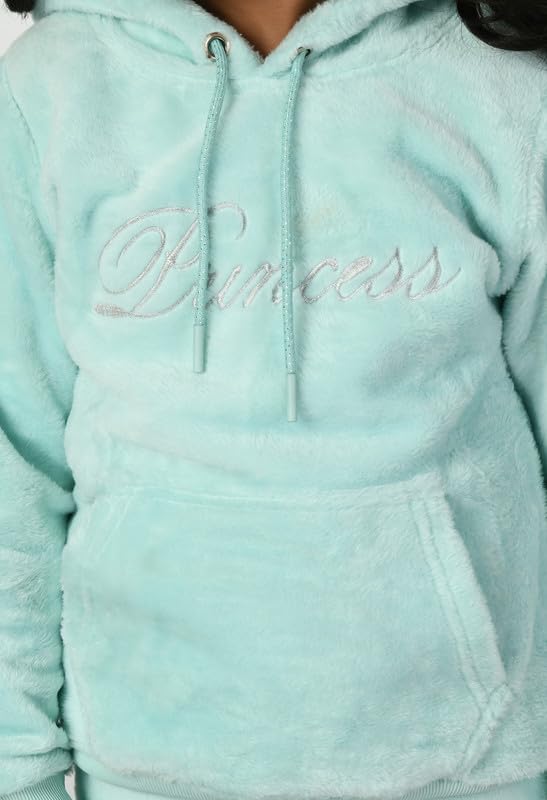Image of Girls Fur Night Suit | Regular Fit Design | Hooded Neck | Full Sleeve Set for Girl's Yoga, Joggers, Gym, Active Wear For Girl's