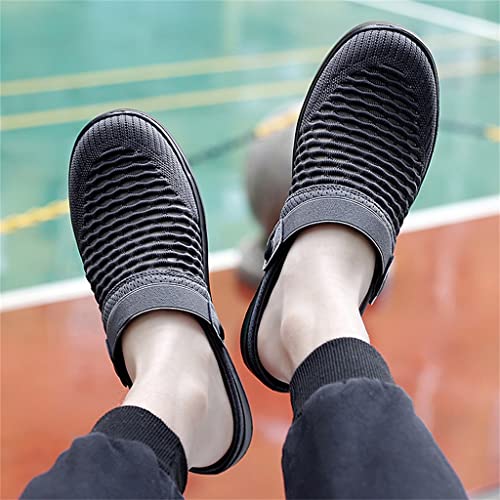 Casual Breathable Men Sandals Outdoor Lightweight Slippers Slip-on Male Mesh Beach Shoes(Gray,39 Code)3