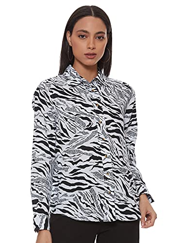 Image of Marks & Spencer Womens Printed Linen Blend Collared Neck Regular Fit Shirt