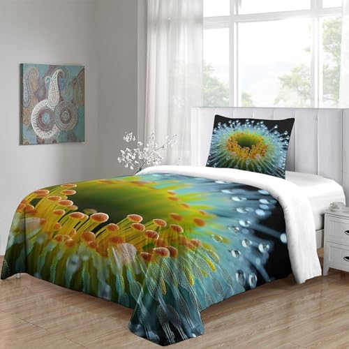 Parure de lit plante verte 135x200cm housse de couette 3D IOFEER