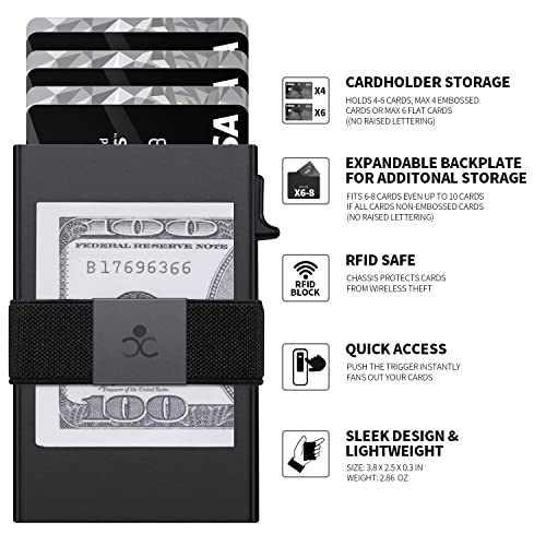Semorid Slim Aluminum Card Holder Wallet For Men, Durable Expandable Backplate, Rfid Blocking Minimalist Metal Pop Up Wallet With Gift Box, Holds 12+ Cards Plus Cash (Black) #TOP3