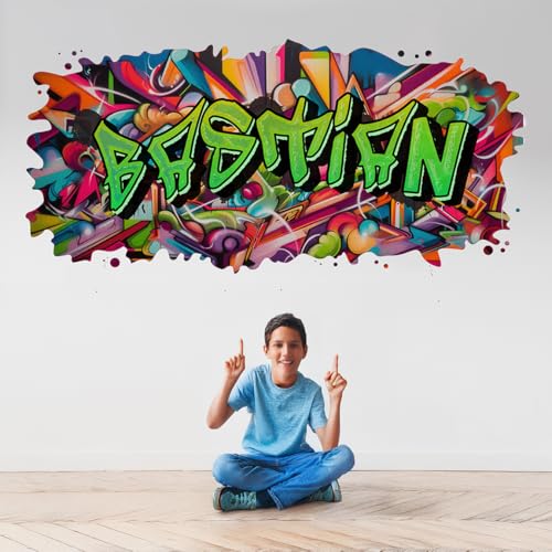 tjapalo® stickers prénom personnalisé sticker grafitti sticker mural chambre garcon mur autocollant personnalisé stickers muraux enfants decoration murale...
