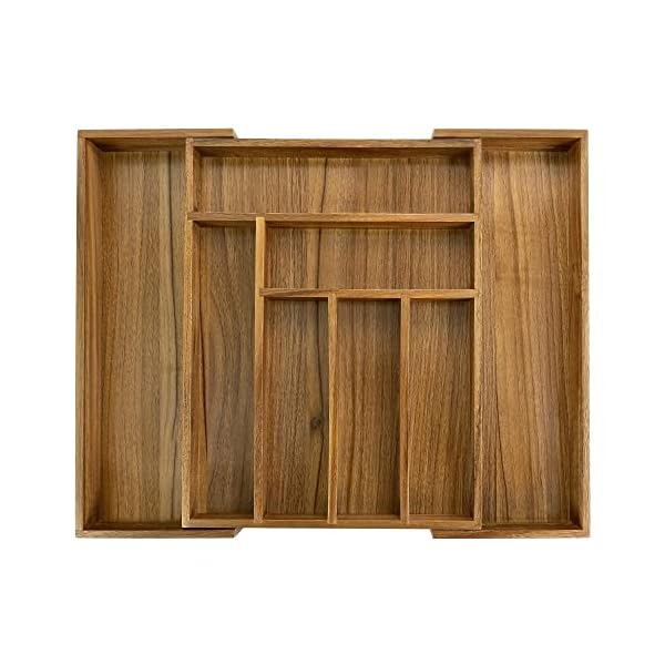 Luxury Acacia Kitchen Drawer Organizer - Silverware Organizer - Utensil Holder and Cutlery Tray with Grooved Drawer Dividers for Flatware and Kitchen Utensils (8 Slot), 17*12.4*2 inch Luxury Acacia Kitchen Drawer Organizer - Silverware Organizer - Utensil Holder and Cutlery Tray with Grooved Drawer Dividers for Flatware and Kitchen Utensils (8 Slot), 17*12.4*2 inch