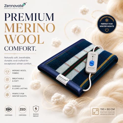 Image of Superior ISO & ZED Certified Electric Blanket | Bed Warmer with Multiple Heat Controls | Shock Proof | Low Power Consumption | Single Bed Size (150cmx80cm) | 5+5 Year Warranty