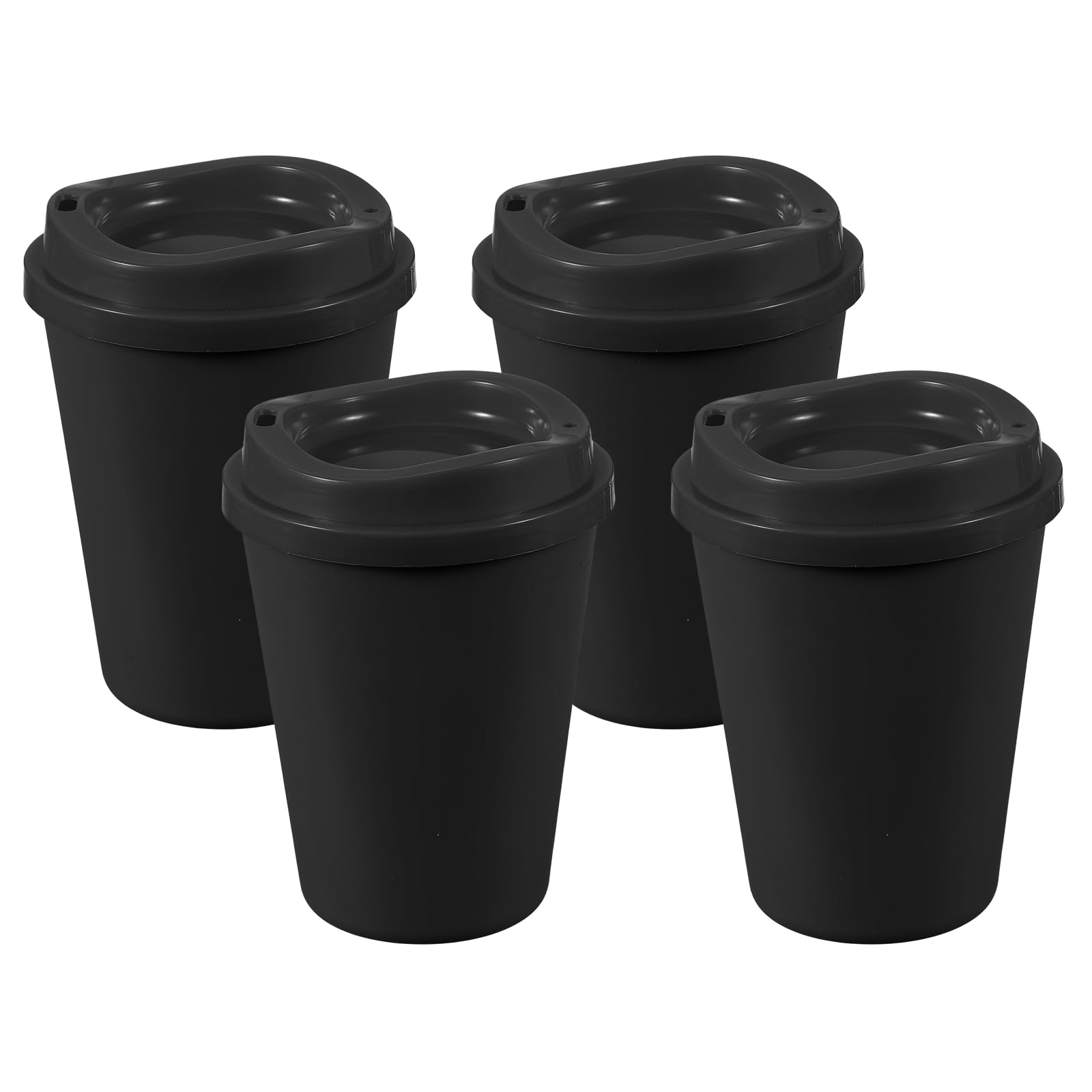 sourcing map 4Pcs Reusable Coffee Cups with Lids, 12oz Travel Coffee Mugs Spill Proof Water Tumblers Drinking Cups for Hot and Cold Drinks Juice Tea, Black