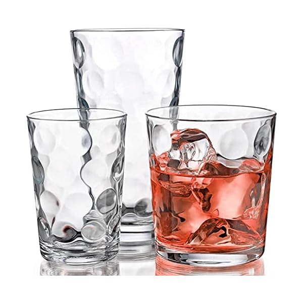 Home Essentials & Beyond Glassware Set 18 Piece Mixed Drinkware. Set of 6 Glass Tumblers 17 oz., Set of 6 Rock 13 oz. and Set of 6 Juice 7 oz Glass Cups Drinking Glasses. Home Essentials & Beyond Glassware Set 18 Piece Mixed Drinkware. Set of 6 Glass Tumblers 17 oz., Set of 6 Rock 13 oz. and Set of 6 Juice 7 oz Glass Cups Drinking Glasses.