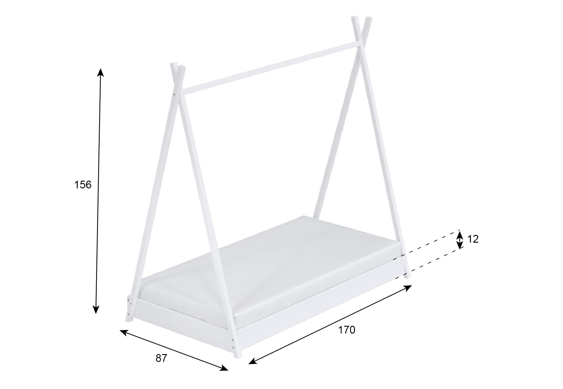 Love For Sleep Cuna Convertible en Cama 160x80cm Cama con Forma De Casa, Estructura De Cama Infantil, Cama Acogedora para Niños Pino JUNBED Juego Completo de Cuna - Cuna Cama Bebe Convertible