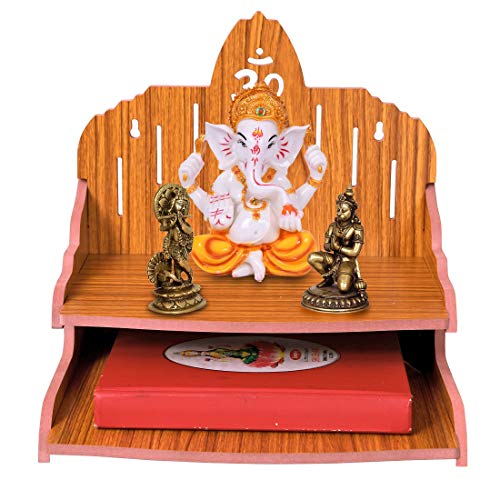 Mandir de madera contrachapada XL rojo D para colgar en la pared