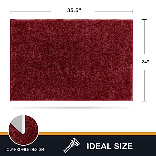 PURRUGS Dirt Trapping Door Mat 24" x 35.5", Non-Slip Machine Washable Entry Rug, Shoe Scraper, Dog Doormat, Super Absorbent Welcome Mat for Front & Back Door, Muddy Shoes & Paws, Burgundy Red