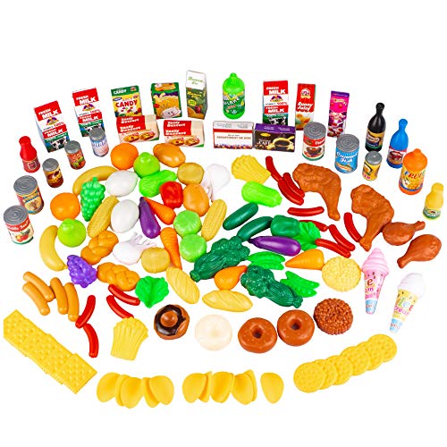 Kinderplay Jeu Légumes Fruits Plastiques Jouets Cuisine 120 Elements, Dinette Enfant, KP6108
