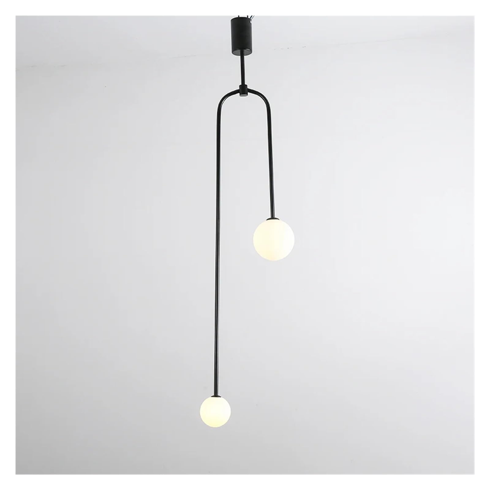 Lustre en fer forgé noir et verre luminaire suspendu moderne pour chambre et salon