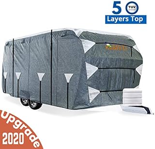 KING BIRD Upgraded Travel Trailer RV Cover, Extra-Thick 5 Layers Anti-UV Top Panel