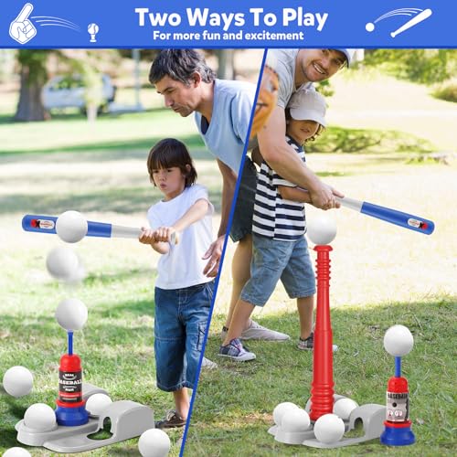 image for KIZJORYA T Ball Set, Tee Ball Set for Kids 3-5 with 6 Large Baseballs 