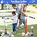 KIZJORYA T Ball Set, Tee Ball Set for Kids 3-5 with 6 Large Baseballs & Automatic Pitching Machine & Adjustable Batting Bat, Outdoor Games Sports Toy Gift for Toddlers Boys Girls Ages 5-8 8-12