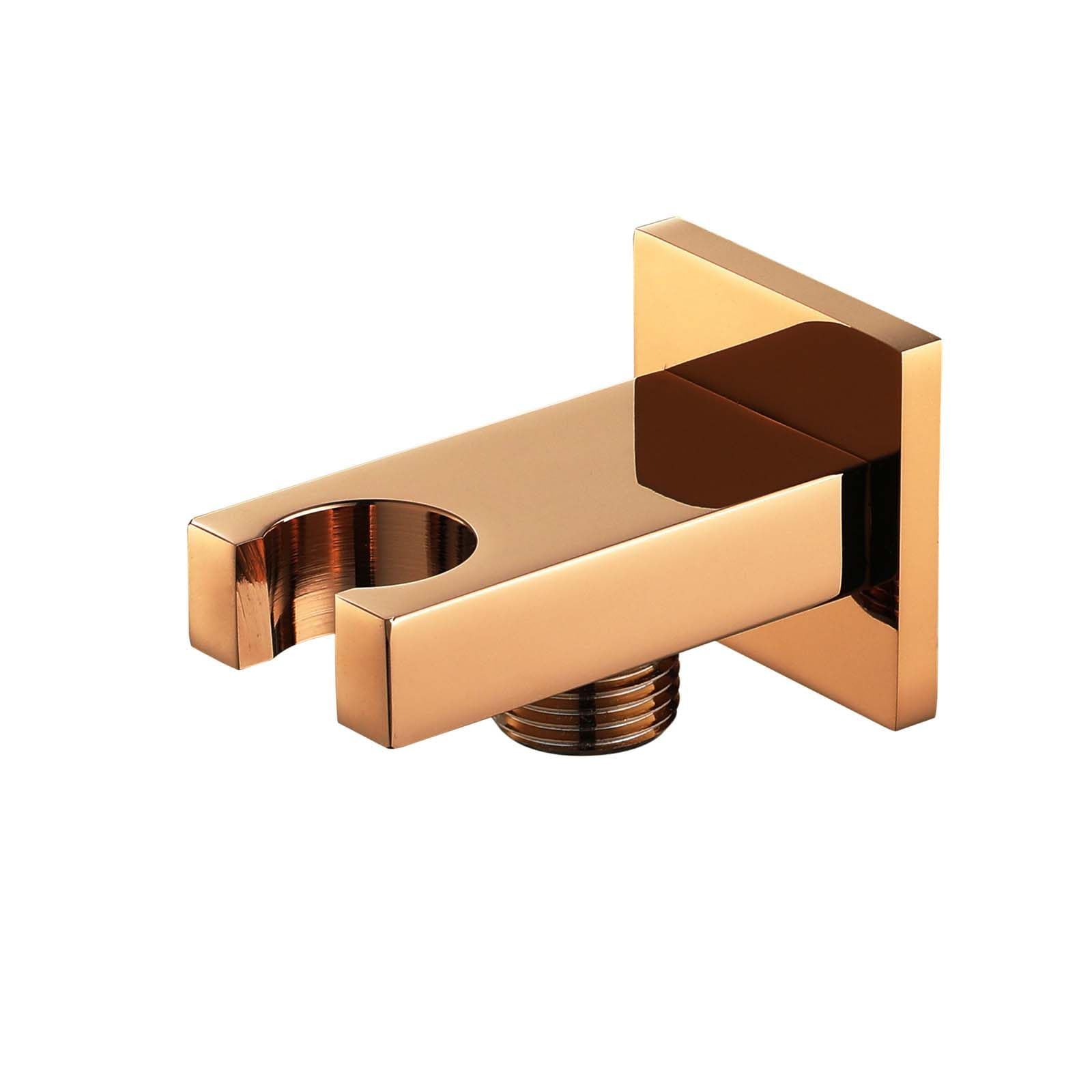 Shower Head Bracket, Concealed Handheld Brushed Gold Drilling Brass Shower Handle Holder Square(Rose Gold)