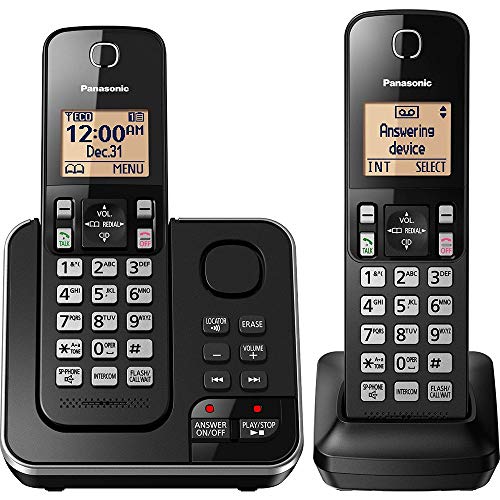 PANASONIC Cordless Telephone with Answering Machine KX-TGC362B - 2 Handsets (Black)