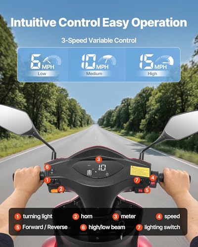 VEVOR Heavy Duty 4-Wheel Mobility Scooter, Powerful 1000W Br...