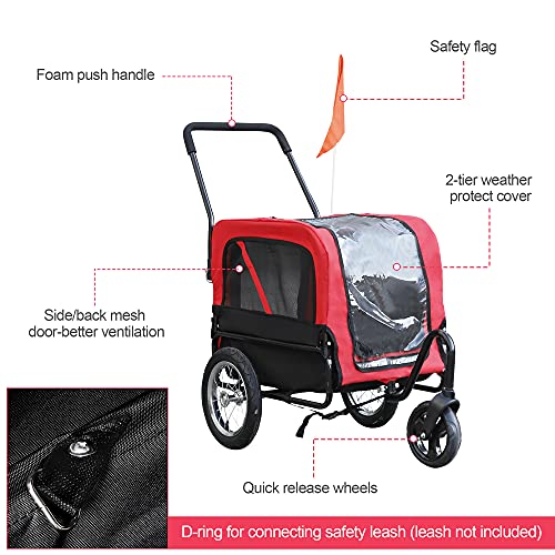 Aosom 2-in-1 Small Dog Bike Trailer and Bike Stroller with Hitch, Bicycle Trailer Sidecar Bike Wagon Cart Carrier… - Image 7