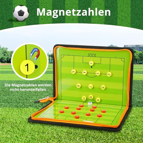 Boclay Fußball Taktiktafel Tragbar Trainer Taktikmappe Coachen Trainer-Mappe Fussball Coach-Board mit Magneten, Boardmarker, Schwamm