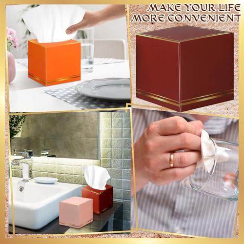 Image of Fourluoo 12 Pack Facial Tissues Cube Boxes Face Box 600 Sheets 3 Ply Soft Paper Square Tissues Bulk for Car Pocket Toilet Household Bedroom Family (Maillard Color)