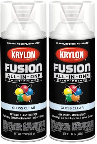 Krylon K02705007 Fusion All-In-One Spray Paint for Indoor/Outdoor Use, Gloss Clear 12 Ounce (Pack of 2) (Packaging may vary)