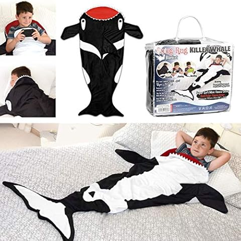 Snug Rug Killer Whale Tail Black & White Super Soft Quality Mink Fleece Blanket - Up to 5ft Tall, Polyester, Black and White, 61 x 5 x 142 cm Cover